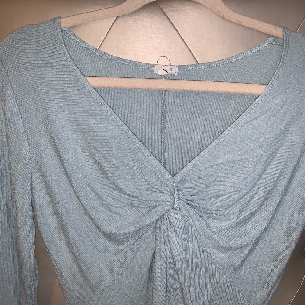 Blue front knot bodysuit